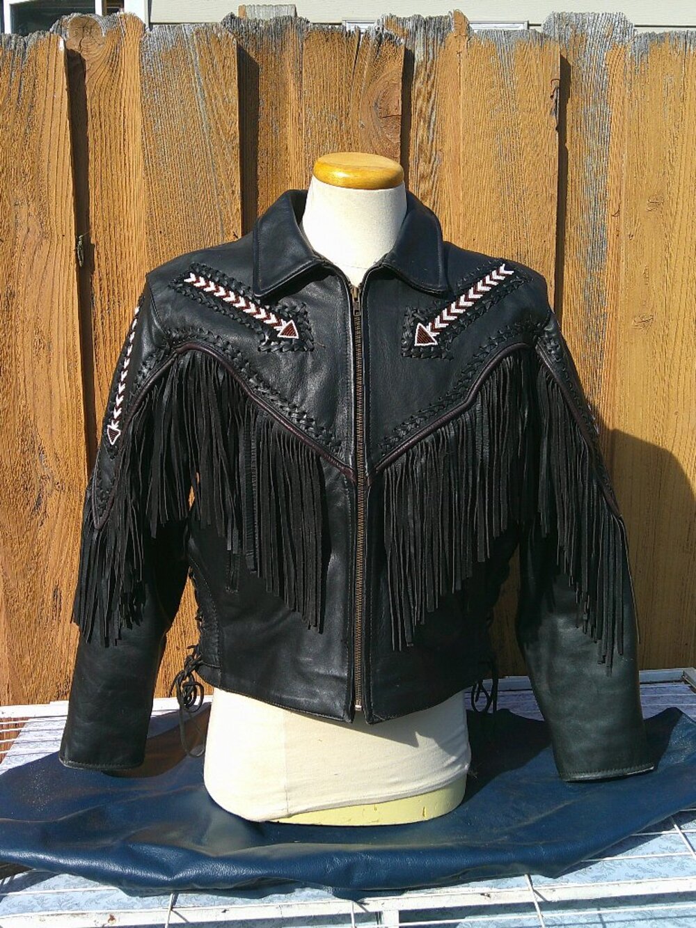 Fringe Leather Jacket Black